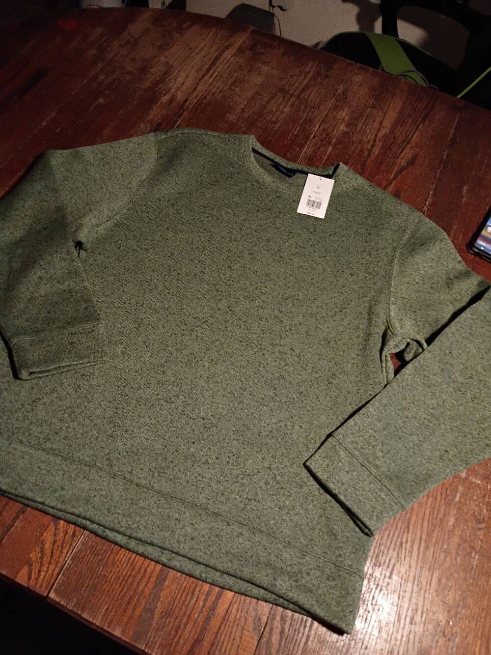 New Crown & Ivy NWT Orbit Green Heathered Fleece Pullover Sweater XL Crew Neck